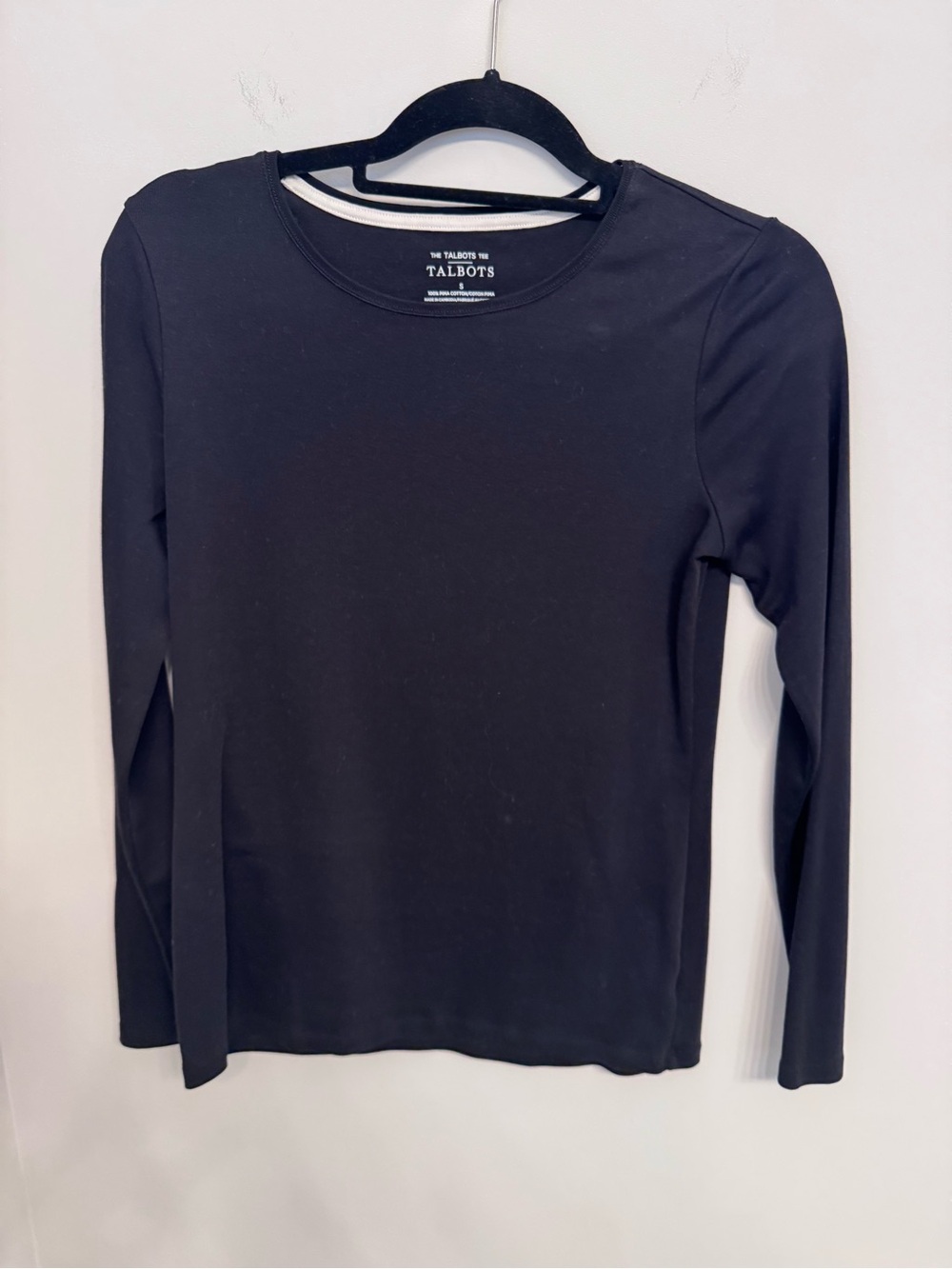 NWOT Talbots Black Long-Sleeve Crewneck Top